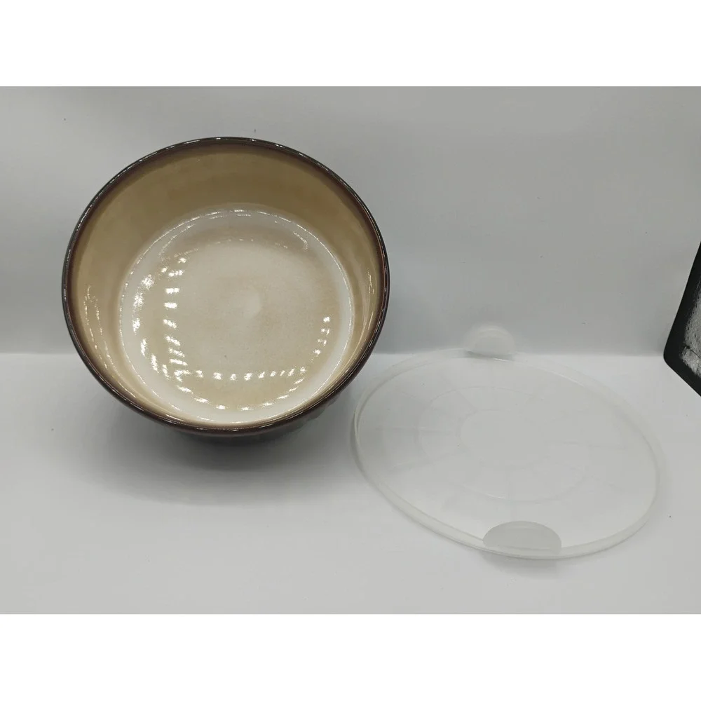 Sango Nova Brown Ceramic Ramekin Small Brown Excellent Ribbed Bakeware with Lid